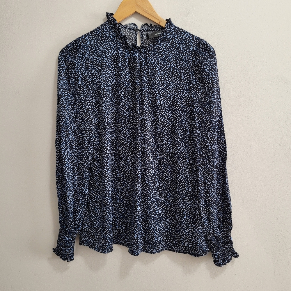 Hallhuber Animal Print Cheetah Balloon Sleeve Blouse Size 6